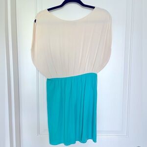 Alice & Olivia cocktail dress white and teal